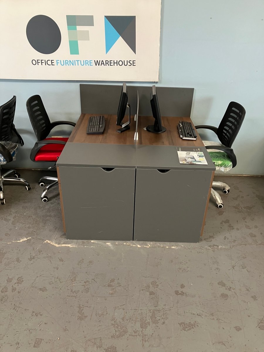 4 - way cluster 2400x1200 inc pedestals and screens - Office Furniture Warehouse ZA