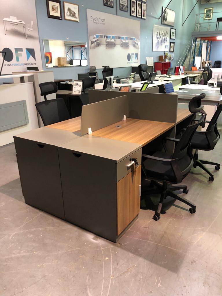 4 - Way Clusters inc Pedestals and Dividing Screens - Office Furniture Warehouse ZA