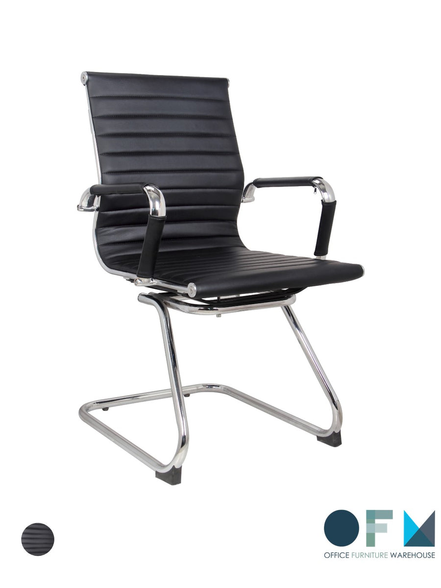 Classic Eames Black Leather Visitor/Guest Chair