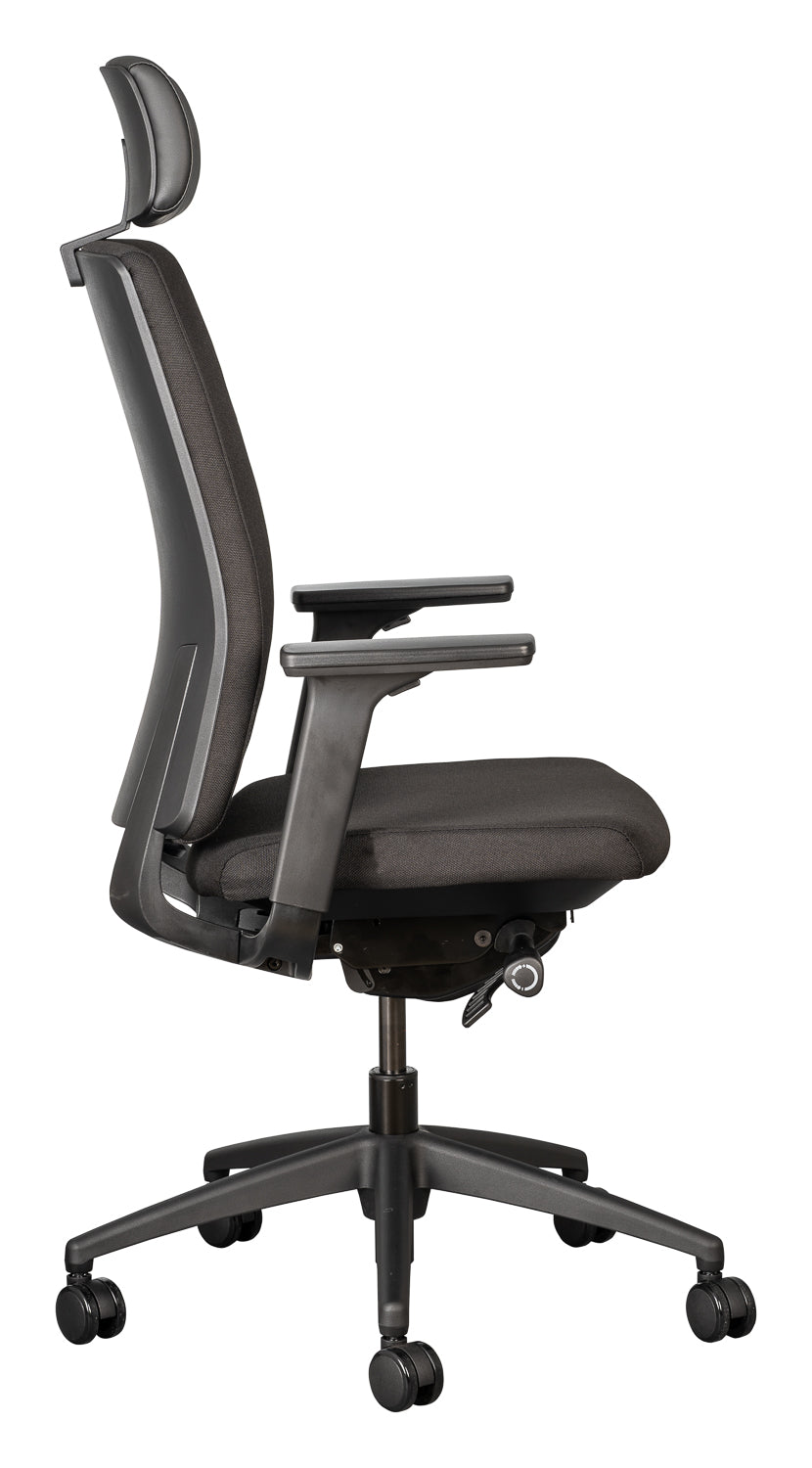 Mira upholstered executive with headrest and adjustable arms