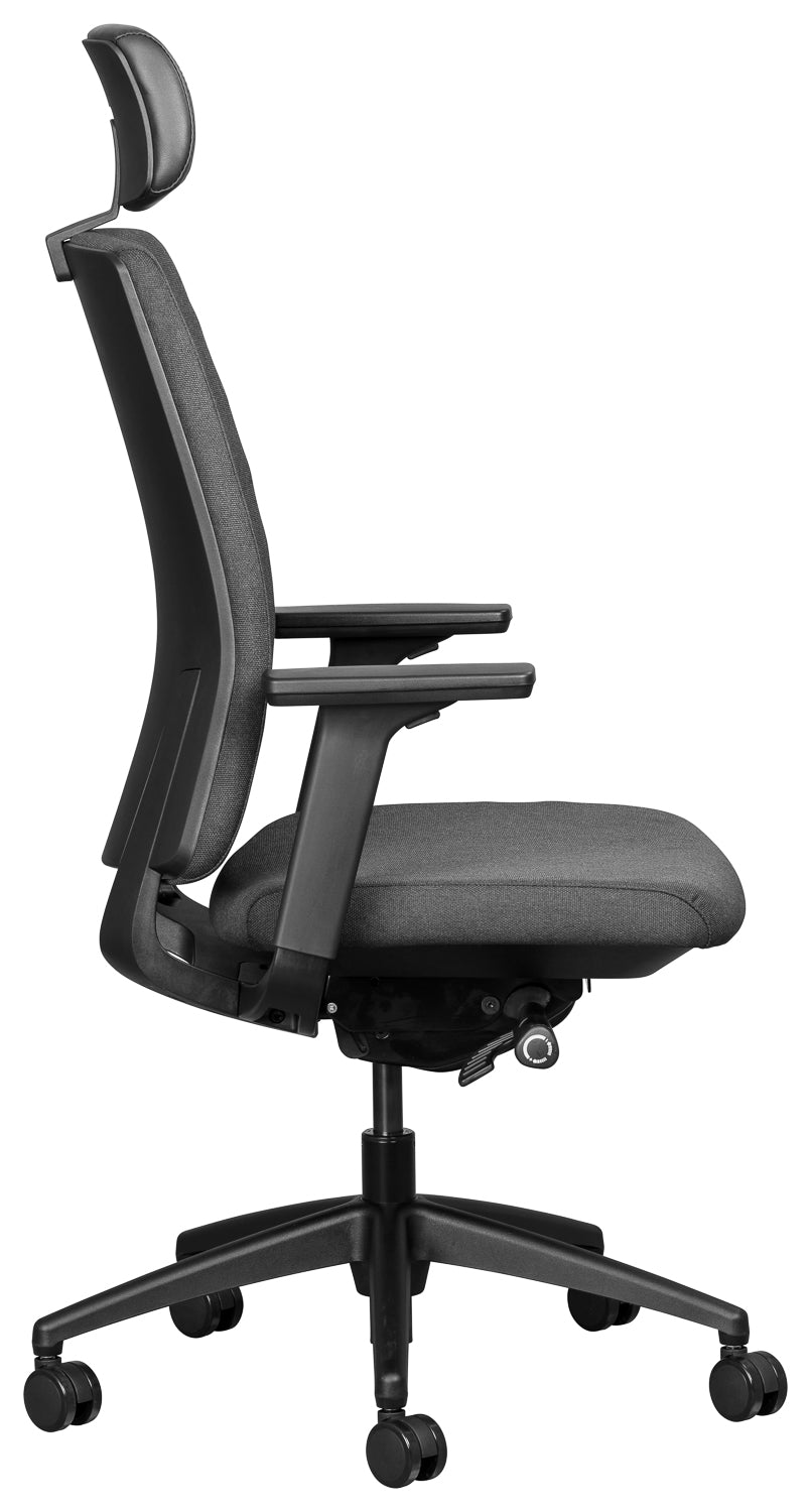 Mira upholstered executive with headrest and adjustable arms