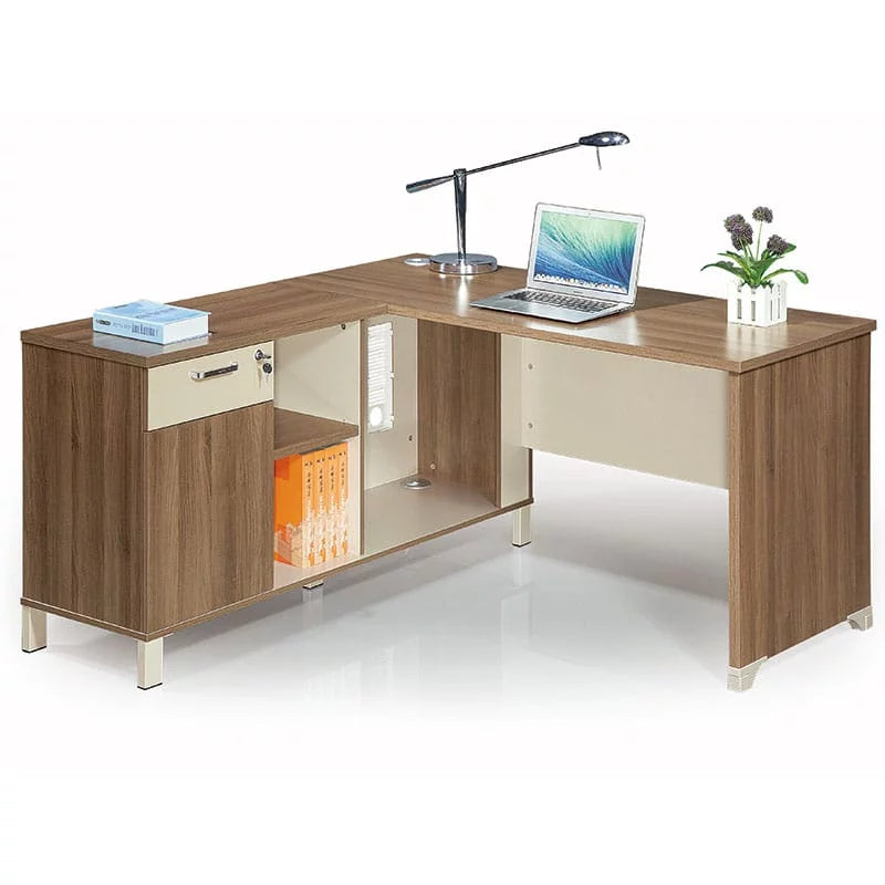 Rose 1400x400 L-Shaped 2-Tone Workstation