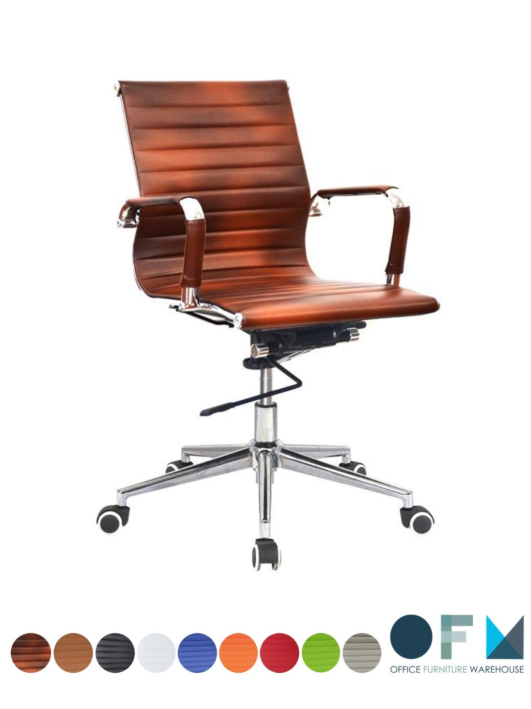 Classic Eames Pleather Medium Back Chair