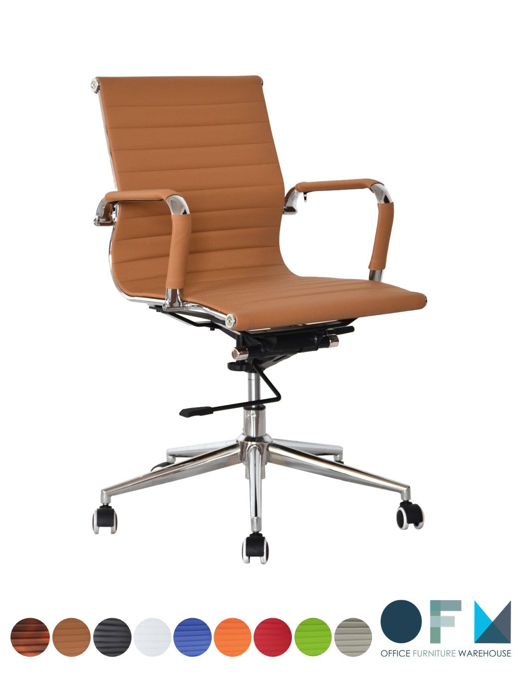 Classic Eames Pleather Medium Back Chair