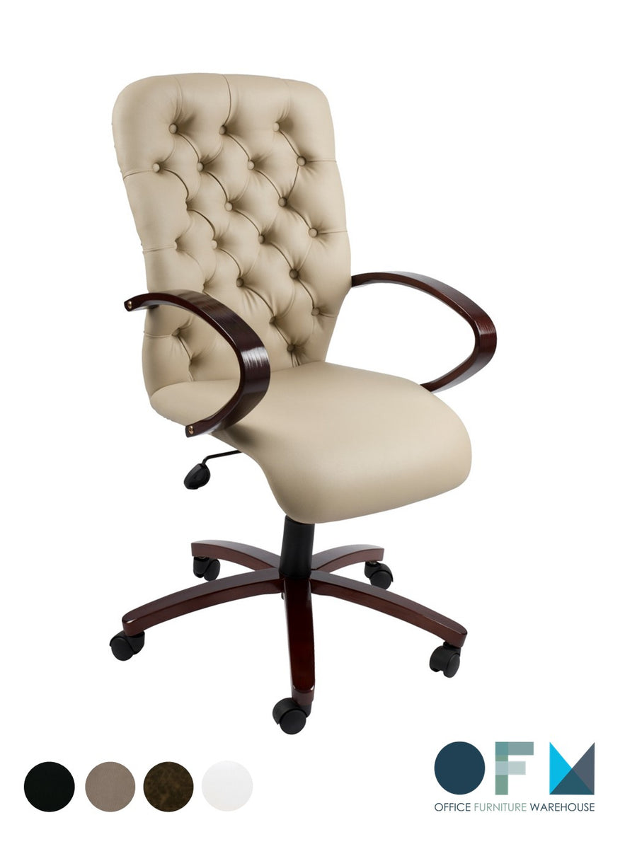 Adda Wooden Executive High Back Genuine Leather Chair