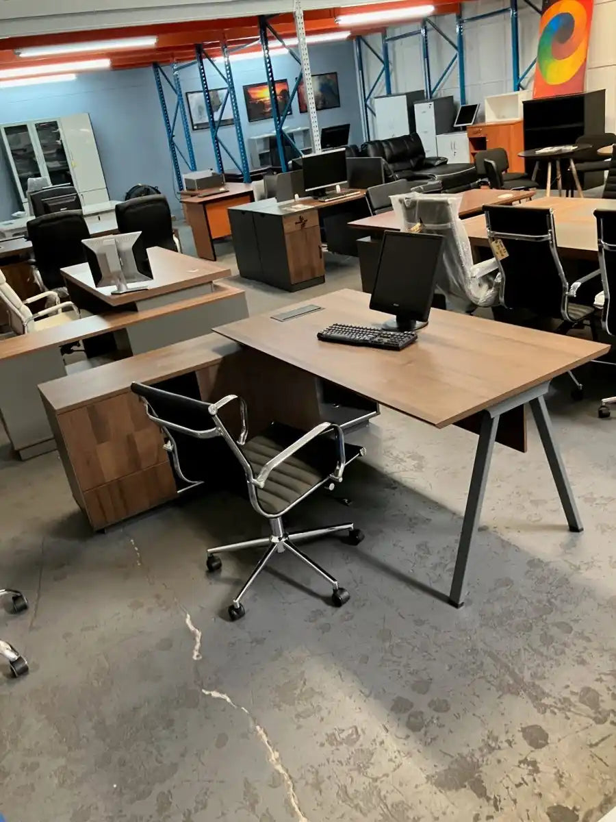 A-Frame Walnut L-Shaped Desk