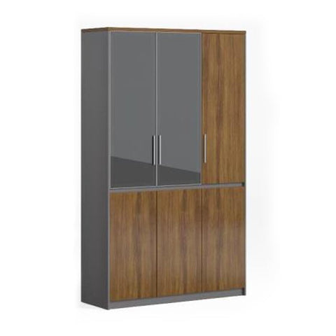 Bookcase/wall unit glass/solid ebony finish - Office Furniture Warehouse ZA