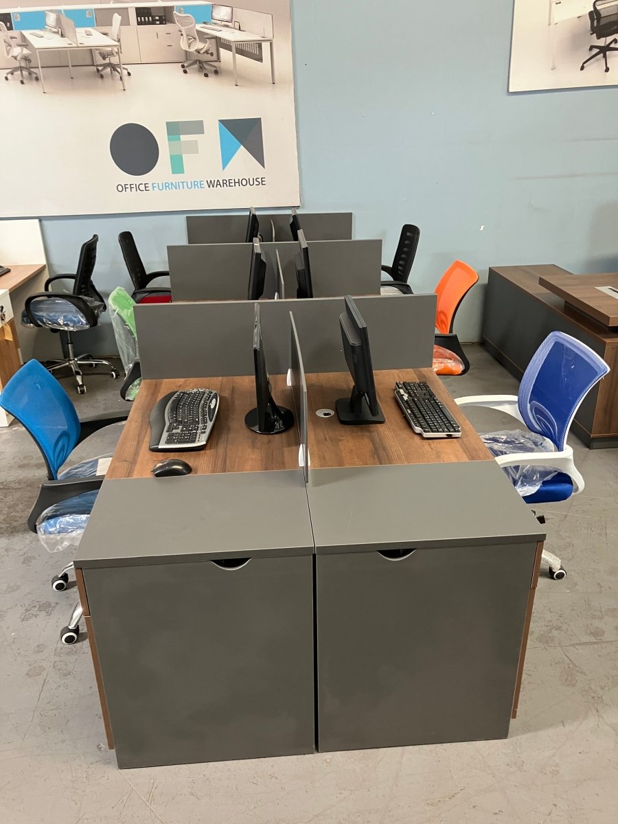 Cluster Desk 2/4/6/8 way inc pedestals and screens - Office Furniture Warehouse ZA