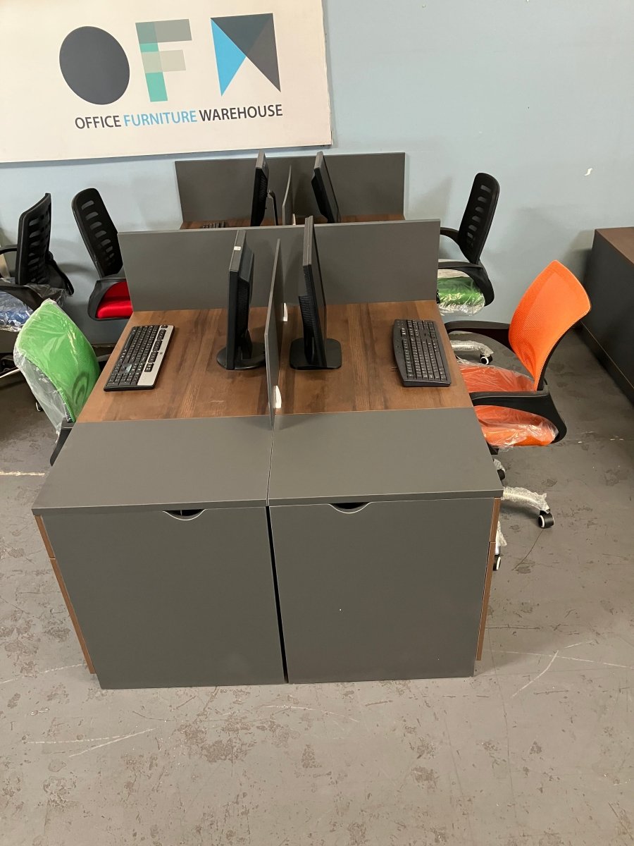 Cluster Desk 2/4/6/8 way inc pedestals and screens - Office Furniture Warehouse ZA