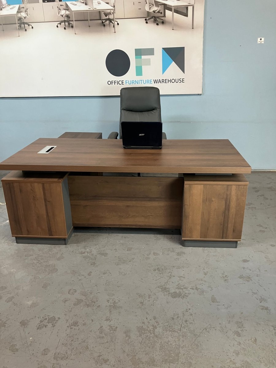 Executive desk Deep walnut Finish available stock. - Office Furniture Warehouse ZA