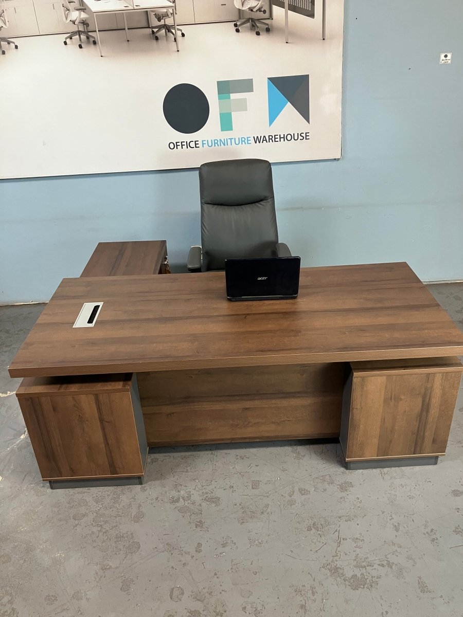 Executive desk Deep walnut Finish available stock. - Office Furniture Warehouse ZA