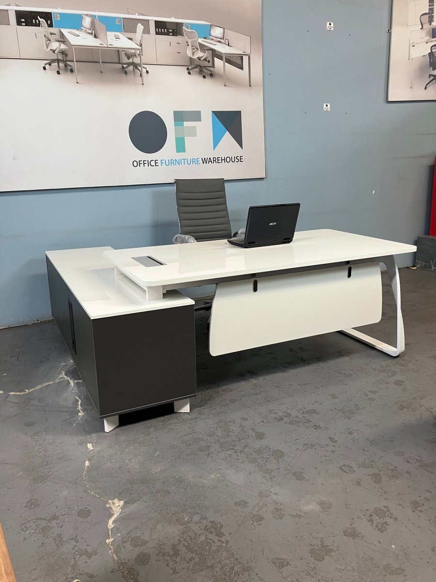 Executive High gloss desk/side filer L/H R/H available stock - Office Furniture Warehouse ZA