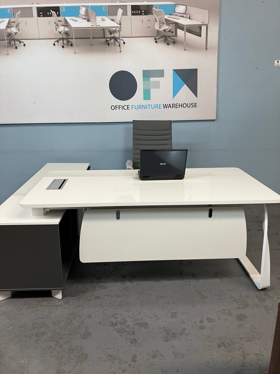 Executive High gloss desk/side filer L/H R/H available stock - Office Furniture Warehouse ZA