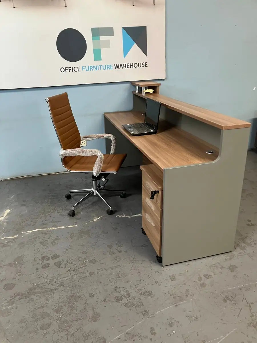 Reception Counter in Walnut/Grey