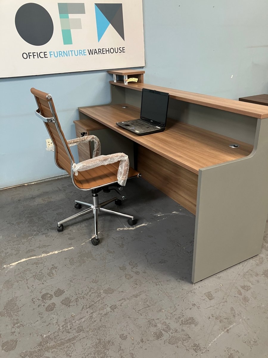 Reception desk walnut 1.6/2m inc pedestal - Office Furniture Warehouse ZA