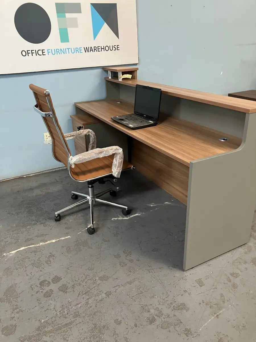 Reception Counter in Walnut/Grey